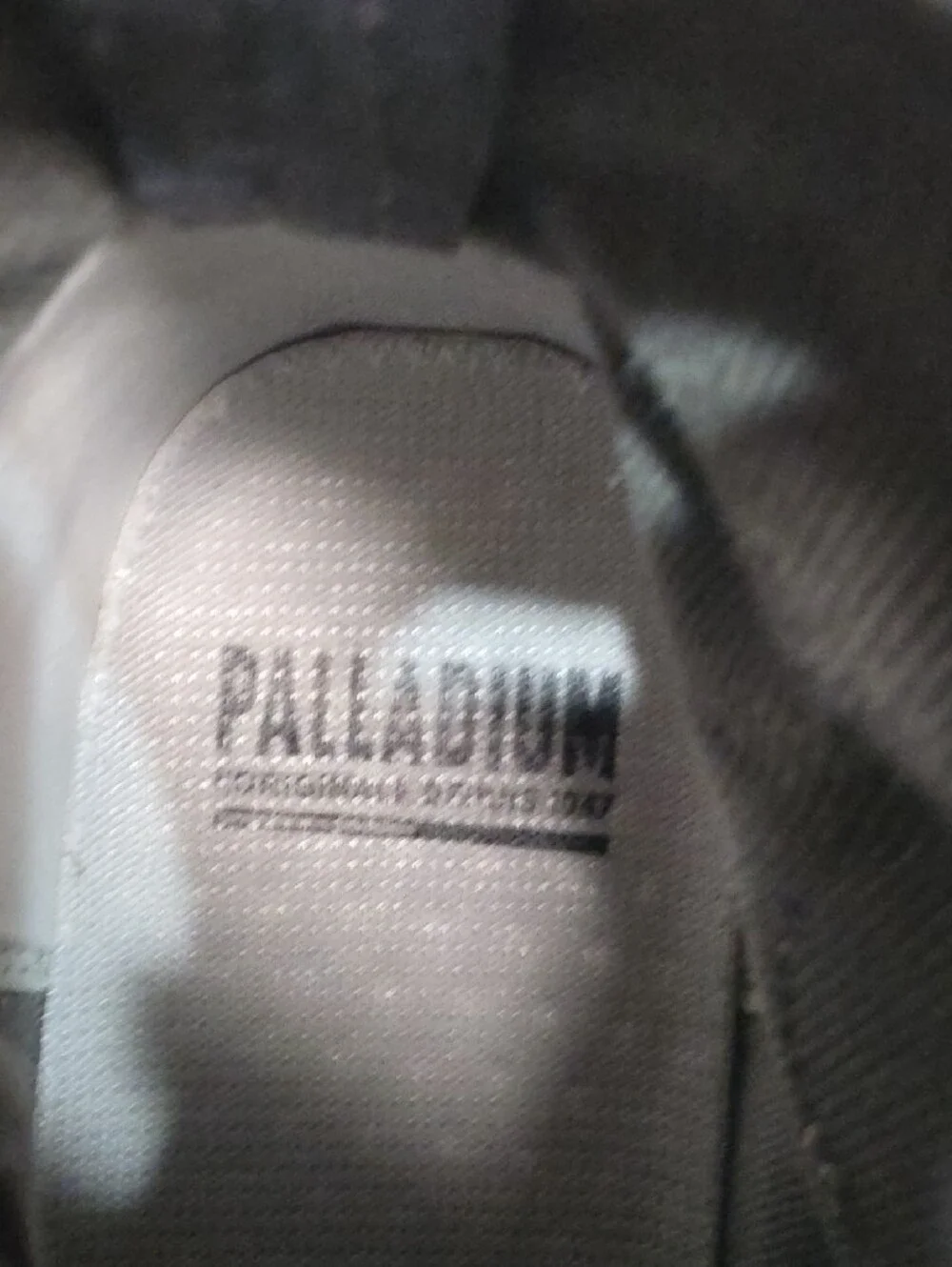 Palladium Charcoal Canvas High-Top Sneaker with Cream Sole - Size 10W or 8.5M